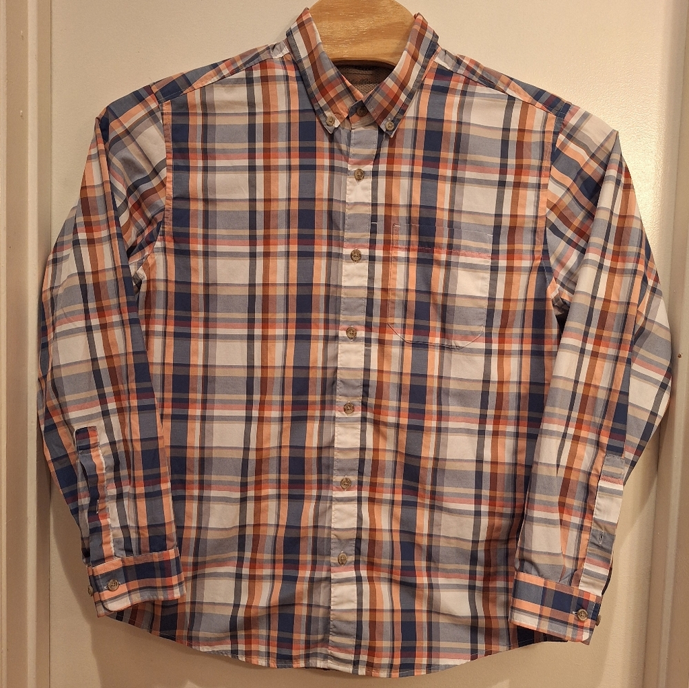 Eddie Bauer Men's‎ Large Button Down Long Sleeve Plaid Fall Colors Classic Fit